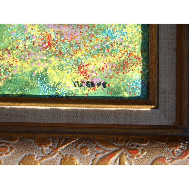 Vintage Enamel on Copper Painting Framed Art Signed Greene "Sunday in the Park" For Sale In Boston - Image 6 of 10