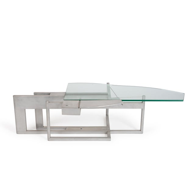 Mid-Century Modern Robert Whitton Prototype Aluminum and Glass Coffee Table For Sale - Image 3 of 5