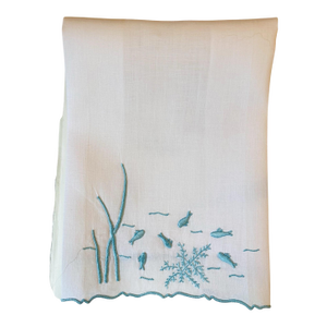 Marghab “Under the Sea” Linen Guest Towel, (Fingertip Size)