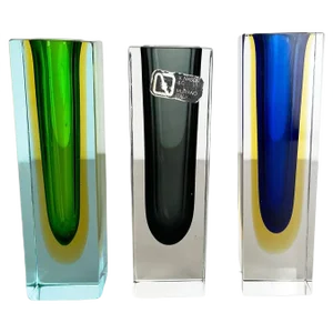 Italian Faceted Sommerso Vases in Murano Glass from V. Nason & C., 1970s, Set of 3