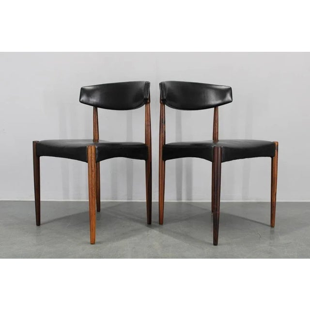 Wood and Black Leatherette Dining Chairs, Denmark, 1960s, Set of 6 For Sale - Image 6 of 18