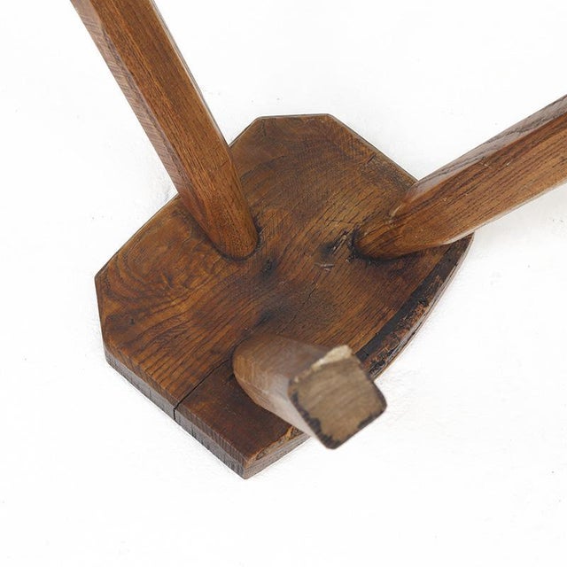 Wood Brutalist Rustic Wabi Sabi Oak Stool For Sale - Image 7 of 8