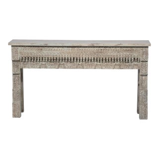 Early 21st Century Farmhouse Style Hand Carved Solid Wood Console Table For Sale