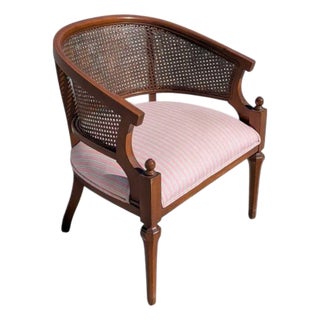 Regency Revival Cane Barrel-Back Armchair, 1970s For Sale