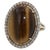 Golden Oval Tiger's Eye Cabochon Diamond Halo Cocktail 14 Karat Yellow Gold Ring 8.59 CTs Tiger Eye Cabochon Gemstone 0.65...