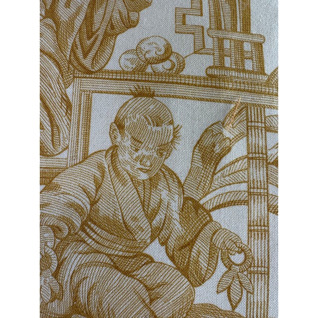 Mustard Vintage Travers Tasseled Chinoiserie Cotton Print Pillows/a Pair. For Sale - Image 8 of 11