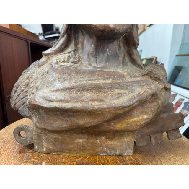 Beautiful Bronze Bust of Meso-American Figure For Sale - Image 10 of 12