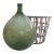 Handblown French Green Demijohn With Original Rusted Iron Basket – Vintage Wine Storage Vessel For Sale