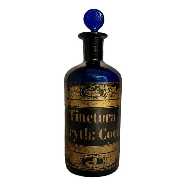 Antique Cobalt Blue Apothecary Bottle, 1890s For Sale