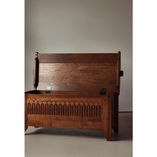 Danish Gothic Style Cabinetmaker Blanket Chest in Oak, 1950s For Sale - Image 10 of 17