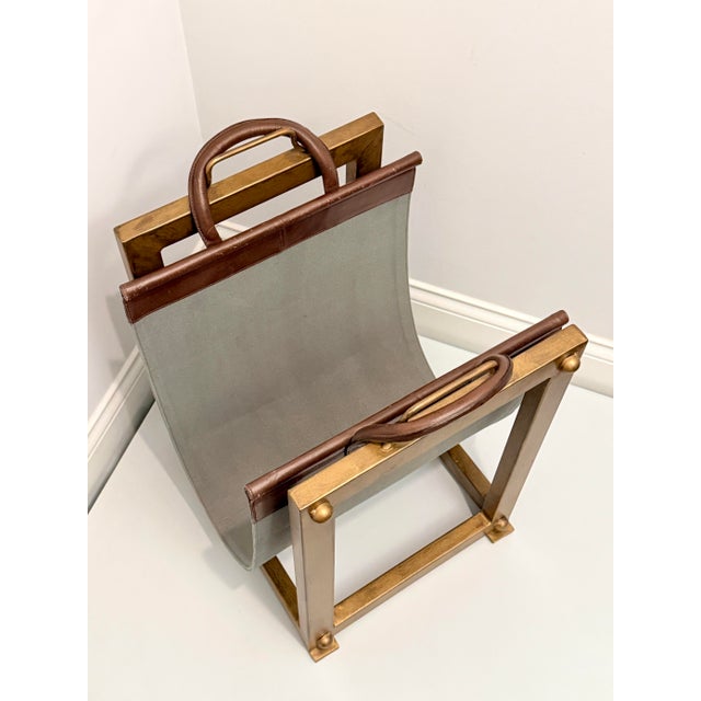 Metal Pottery Barn Industrial Fireplace Tool Set & Canvas Log Carrier With Iron Stands For Sale - Image 7 of 10