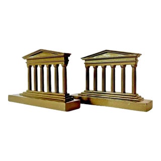 Antique Bronze Finished Heavy Cast Iron Neoclassical Greek Revival Bookends- a Pair For Sale