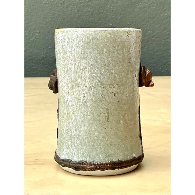 Mustard Vintage Original Studio Pottery Vase For Sale - Image 8 of 12