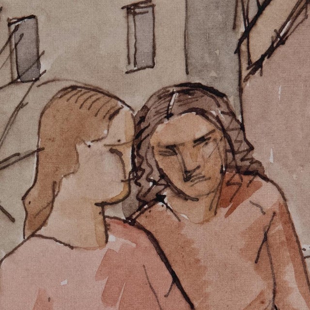 Carlo Carrà, Figurative Scene, Early 1900s, Watercolor For Sale - Image 6 of 8