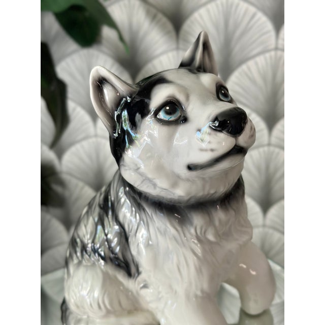 Ceramic Late 20th Century Vintage Italian Husky Puppy Dog Ceramic Figure Statue Sculpture For Sale - Image 7 of 9