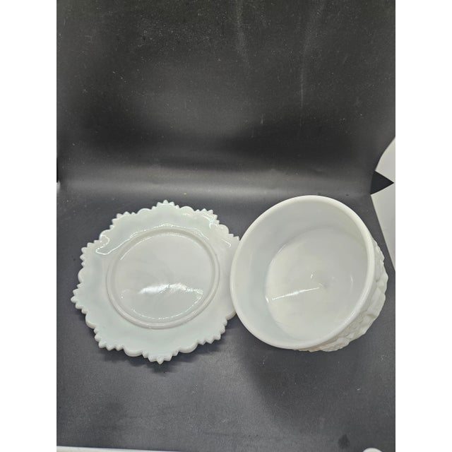 Mid-Century Modern Vintage Westmoreland Old Quilt Milk Glass Cheese or Butter Dish/Lid For Sale - Image 3 of 4