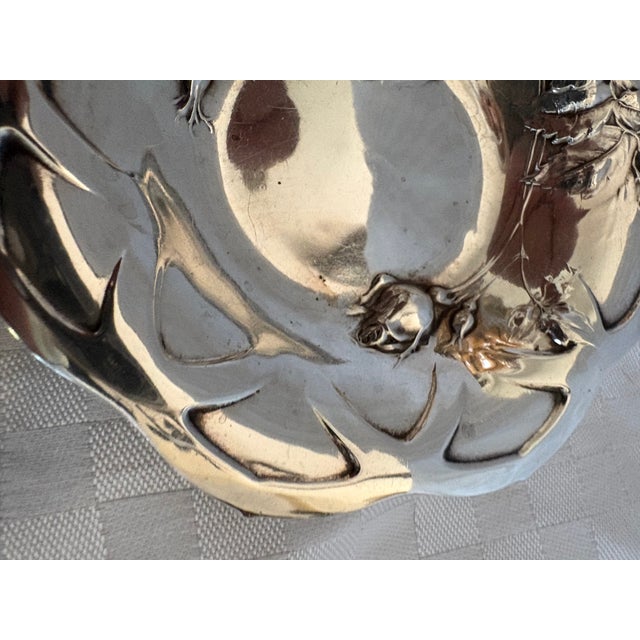 Late 19th Century Late 19th Century Small Art Nouveau Sterling Silver Repousse Dish For Sale - Image 5 of 12