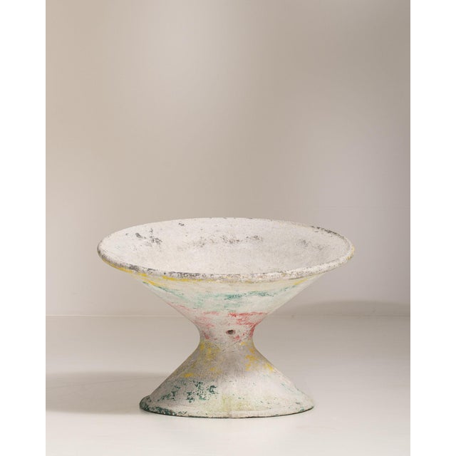 1960-1969 France Weathered Antique White Painted Pedestal Bowl Planter For Sale - Image 4 of 9