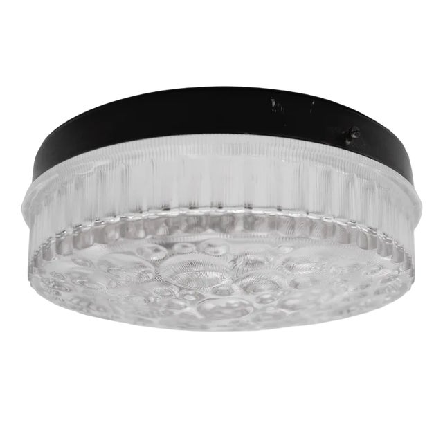 Small Round Clear Glass Flush Mount, Germany, 1960s For Sale