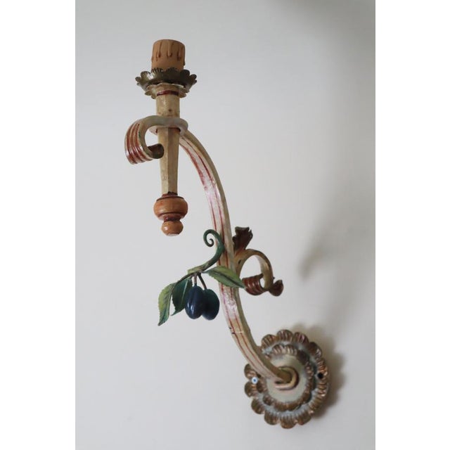 Large Hand-Forged Country House Wall Lamps with Apple, Plum and Pear, 1970s, Set of 3 For Sale - Image 9 of 16