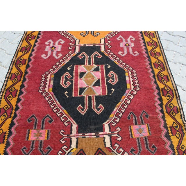 1960s 1970' S Oversized Vintage Turkish Anatolian Kilim Rug - 61"x193" For Sale - Image 5 of 13