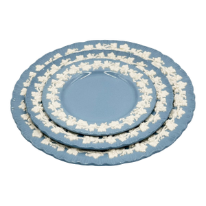 1950s Wedgwood Embossed Queens Ware Dinner Salad Dessert Plates United Kingdom - 3pc