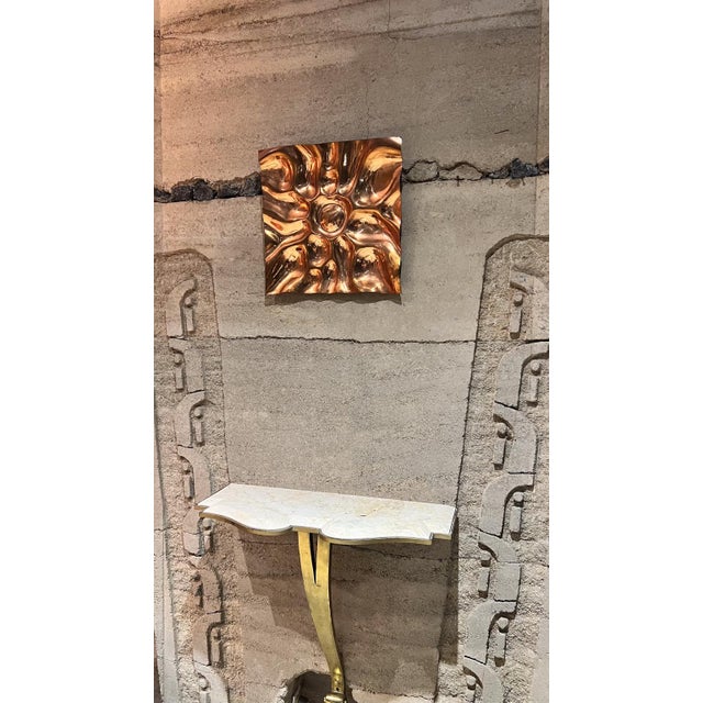 For your consideration, a 1964 Ellamarie and Jackson Woolley copper sculpture wall art for the San Diego civic theatre....