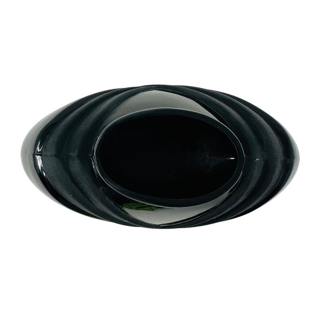 1980s Stunning 1980s Postmodern "Noir" Black Glass Vase by Two's Company, Inc. For Sale - Image 5 of 9