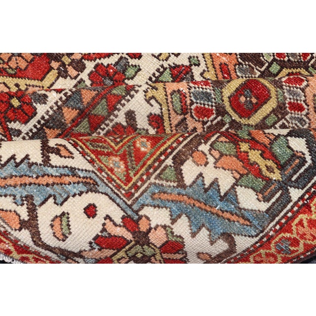 Antique Persian Diamond Garden Design Bakhtiari Rug in Multi Colors 5'2"x6'8" For Sale - Image 10 of 11