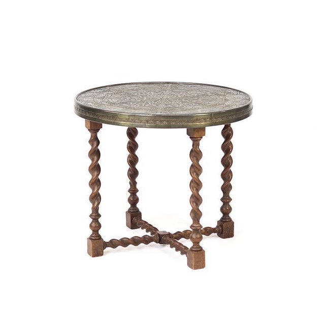 Small Side Table with Sugarcane Frame and Brass Top, 1920s For Sale - Image 3 of 8