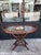 Handsome vintage tray table or bar with a removable bamboo oval top on a bamboo base with reed wrapped joints and...