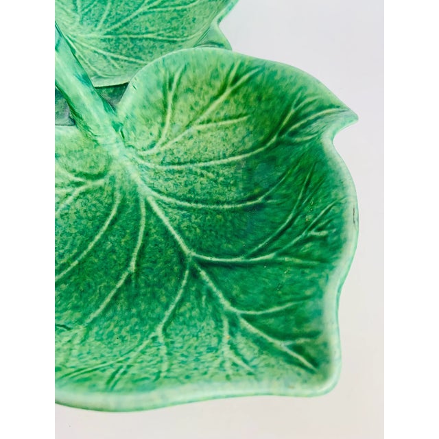 Shabby Chic Vintage Majolica Ceramic Ivy Leaf Serving Dish in the Style of Portuguese 'Bordallo Pinheiro' For Sale - Image 3 of 10