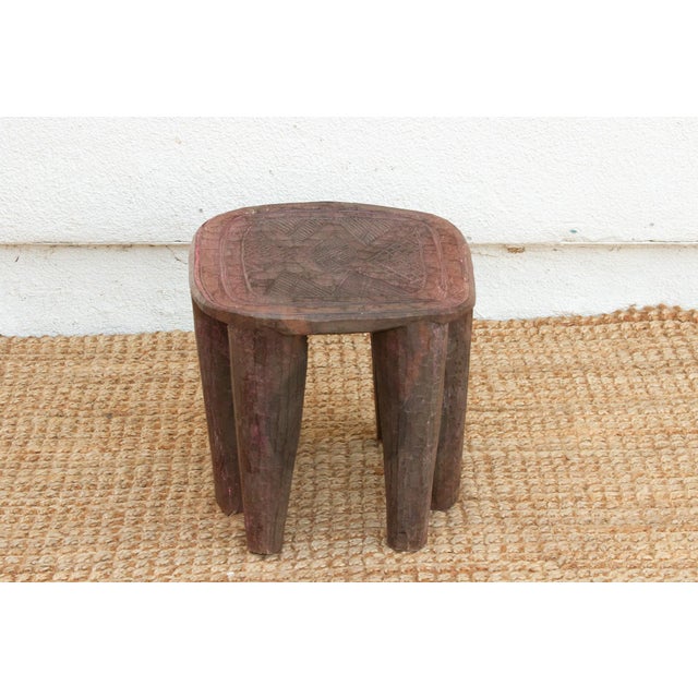 Handcarved Wood Nupe Side Table For Sale In Los Angeles - Image 6 of 10