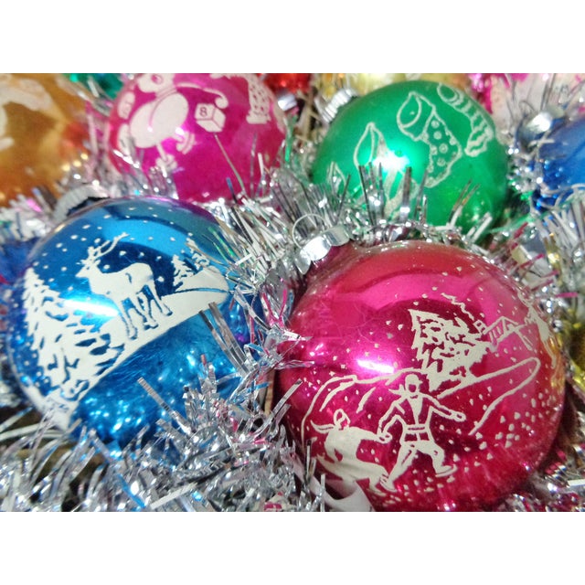 1960's RARE Vintage Shiny Brite Multi Color Stencil Christmas Tree