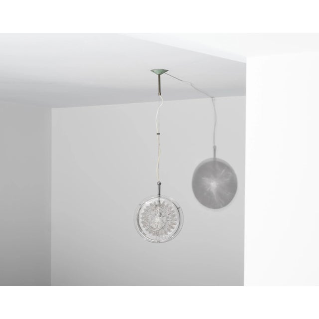 Metal Italian Pendant Lamp in Murano Glass and Brass, 1960s For Sale - Image 7 of 13