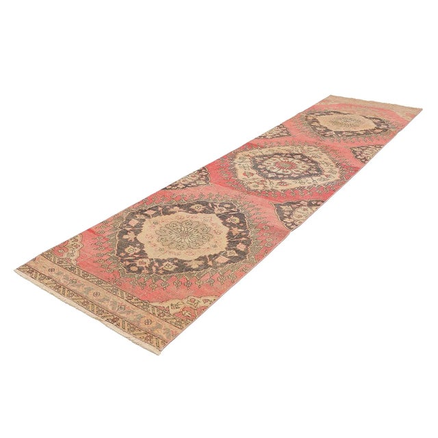 Mid-Century Modern Mid 20th Century Vintage Decorative Turkish Runner Rug For Sale - Image 3 of 7