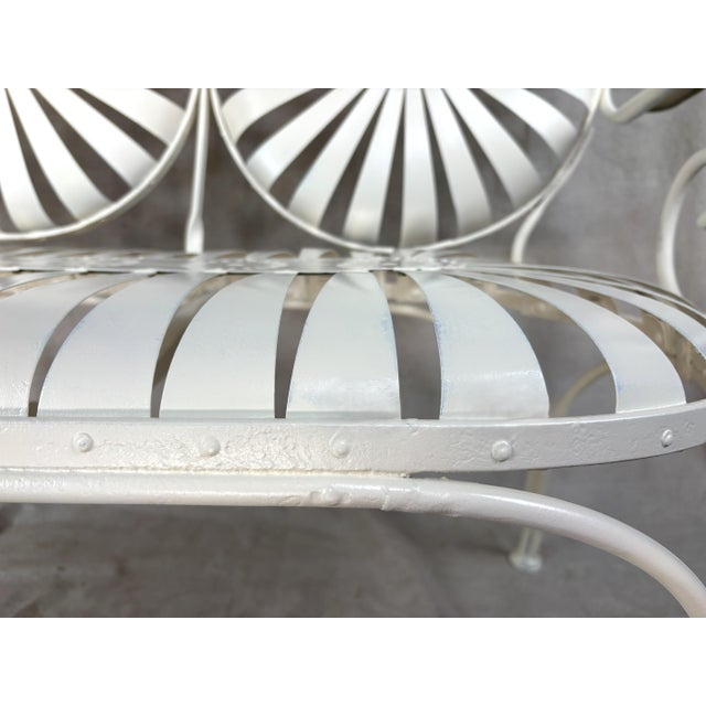 Ivory Early French Sunburst Wrought‑Iron Garden Bench, Attributed to François Carré For Sale - Image 8 of 10