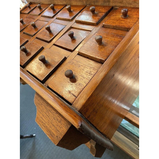 Late 19th Century Antique 18 Drawer Hardwood Table Top Apothecary Cabinet For Sale - Image 4 of 13