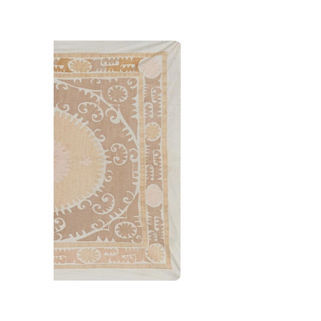Mid-Century Modern 1960s Handmade Pastel Suzani Textile Art For Sale - Image 3 of 11