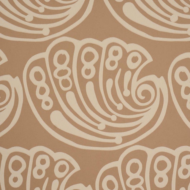 Traditional Schumacher Ramsgate Wallcovering In Tan For Sale - Image 3 of 6