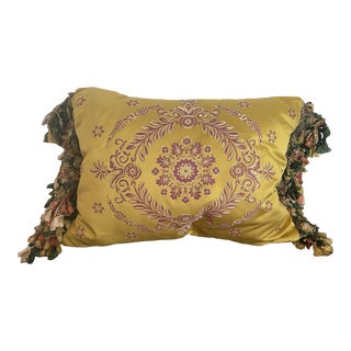 Vintage French Silk Pillow For Sale