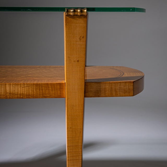 Art Deco Coffee Table with Glass Top, 1940s For Sale - Image 6 of 8