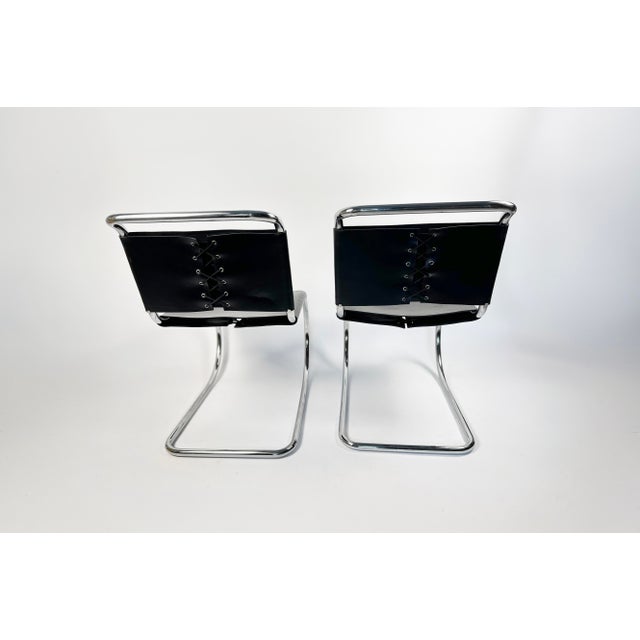 Ludwig Mies van der Rohe MR10 Chairs by Ludwig Mies Van Der Rohe for Knoll International, 1970s, Set of 2 For Sale - Image 4 of 11