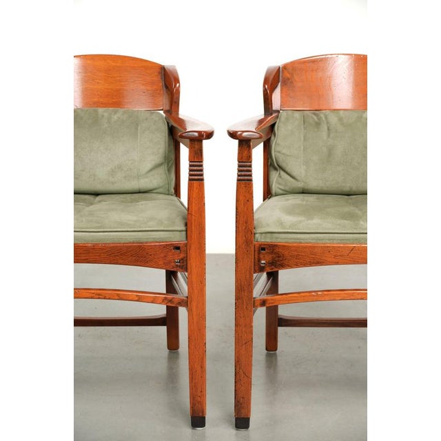 Art Nouveau Jugendstil Dining Chairs with Suede Upholstery from Schuitema, Set of 2 For Sale - Image 10 of 15