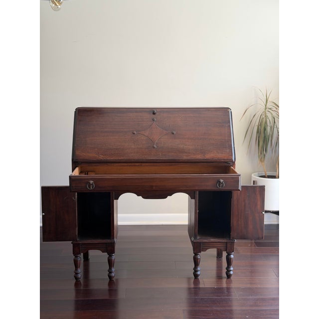 Antique Circa 1930 North-Western Cabinet Co. Master-Craft Mahogany Secretary Desk — Antique Slant-Front Kneehole Desk For Sale - Image 12 of 12