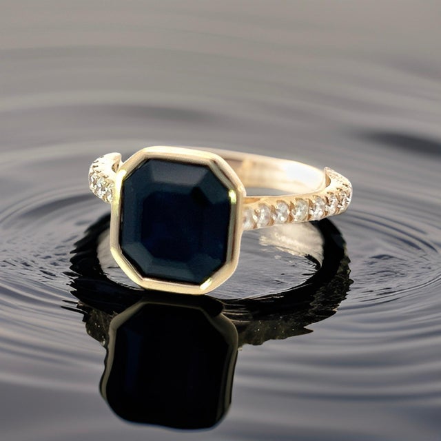 Traditional Natural Sapphire Diamond Ring 6.75 14k Yellow Gold 4.65 TCW Certified For Sale - Image 3 of 18