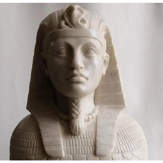 20th Century Italian Sculpture Egyptian Pharaoh Carrara Marble For Sale - Image 3 of 7