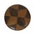 Cool vintage round pouf in patchwork style, made from a wooden base and upholstered in high-quality two-tone brown faux...