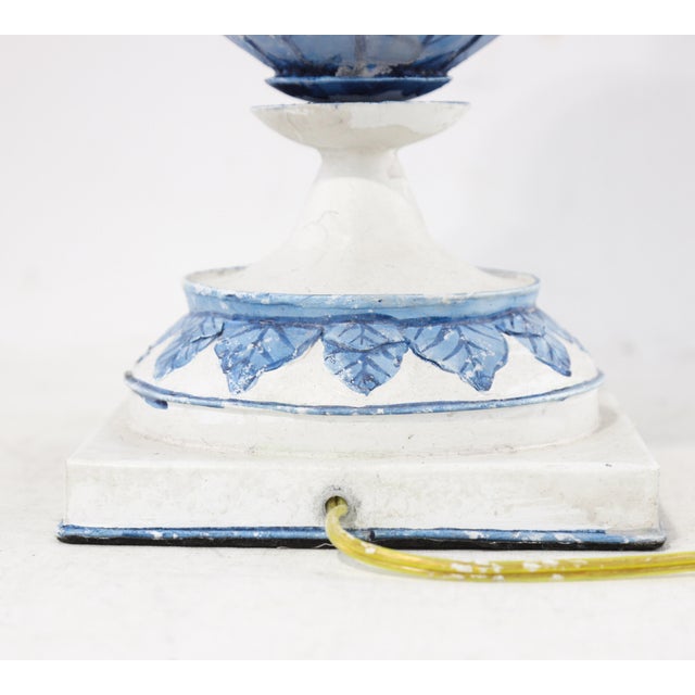 Metal A Pair of Vintage Blue and White Metal Trophy Table Lamps. For Sale - Image 7 of 9