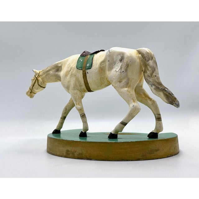 White Art Deco Aluminium Desk Tray with Horse Figure, 1930s For Sale - Image 8 of 14